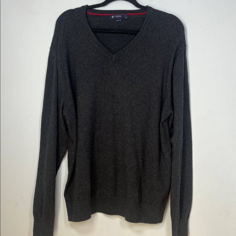 Cremieux Men's Charcoal Gray V-Neck Cozy Business Casual Cashmere Sweater Medium